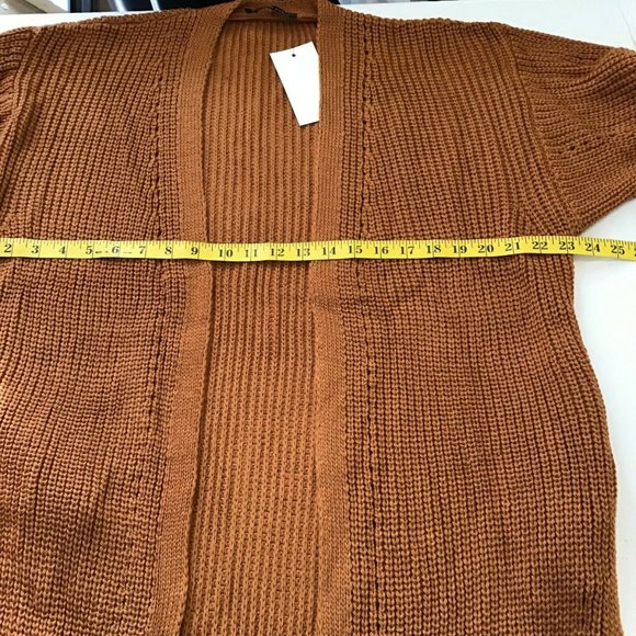 CCK Style Women's Mustard Long Sleeve Open Front Waffle-Knit Cardigan Size 3XL - Picture 6 of 11